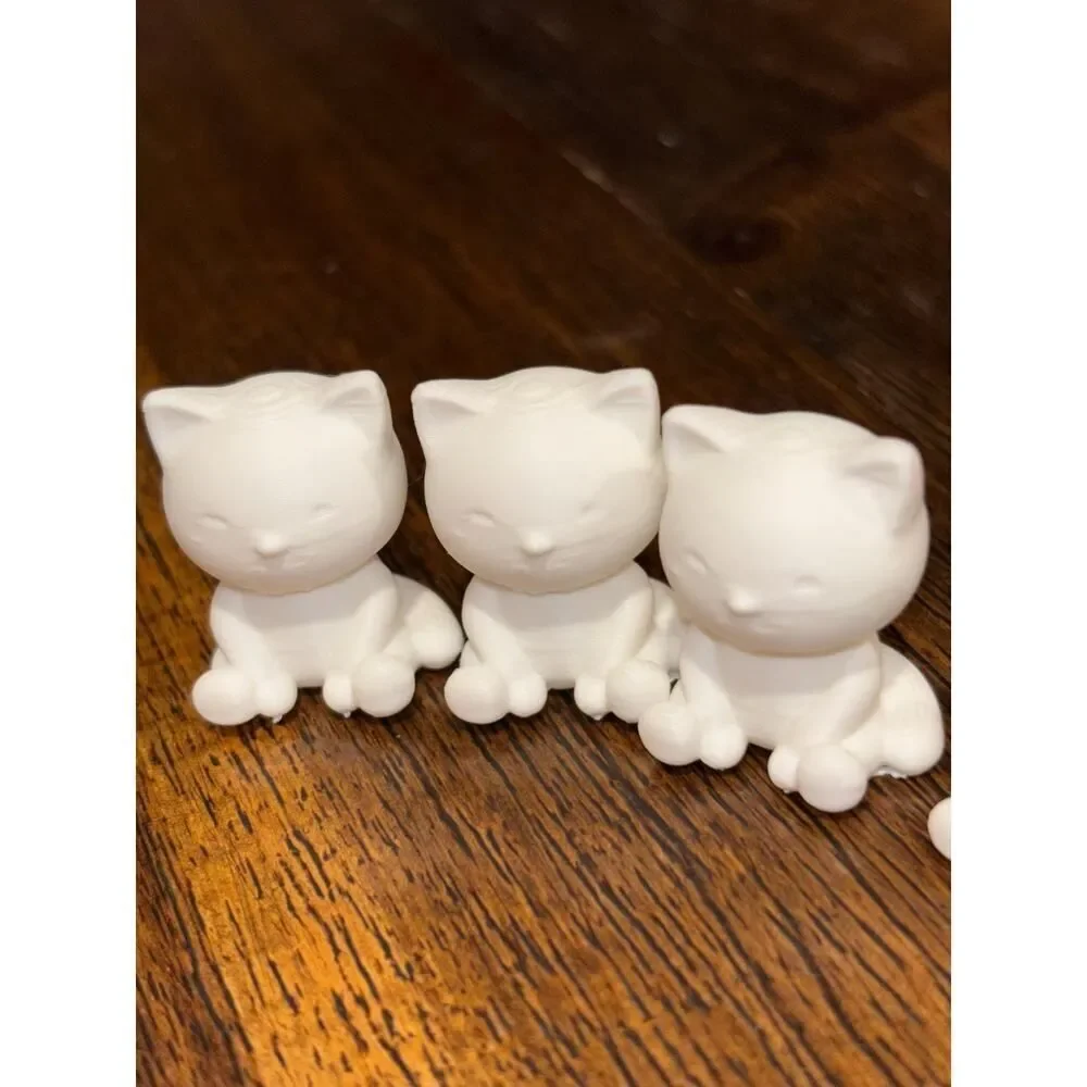 Chibi Kitty Cat Figure Set of 20 Unpainted White | Paint Your Own DIY Craft Kit